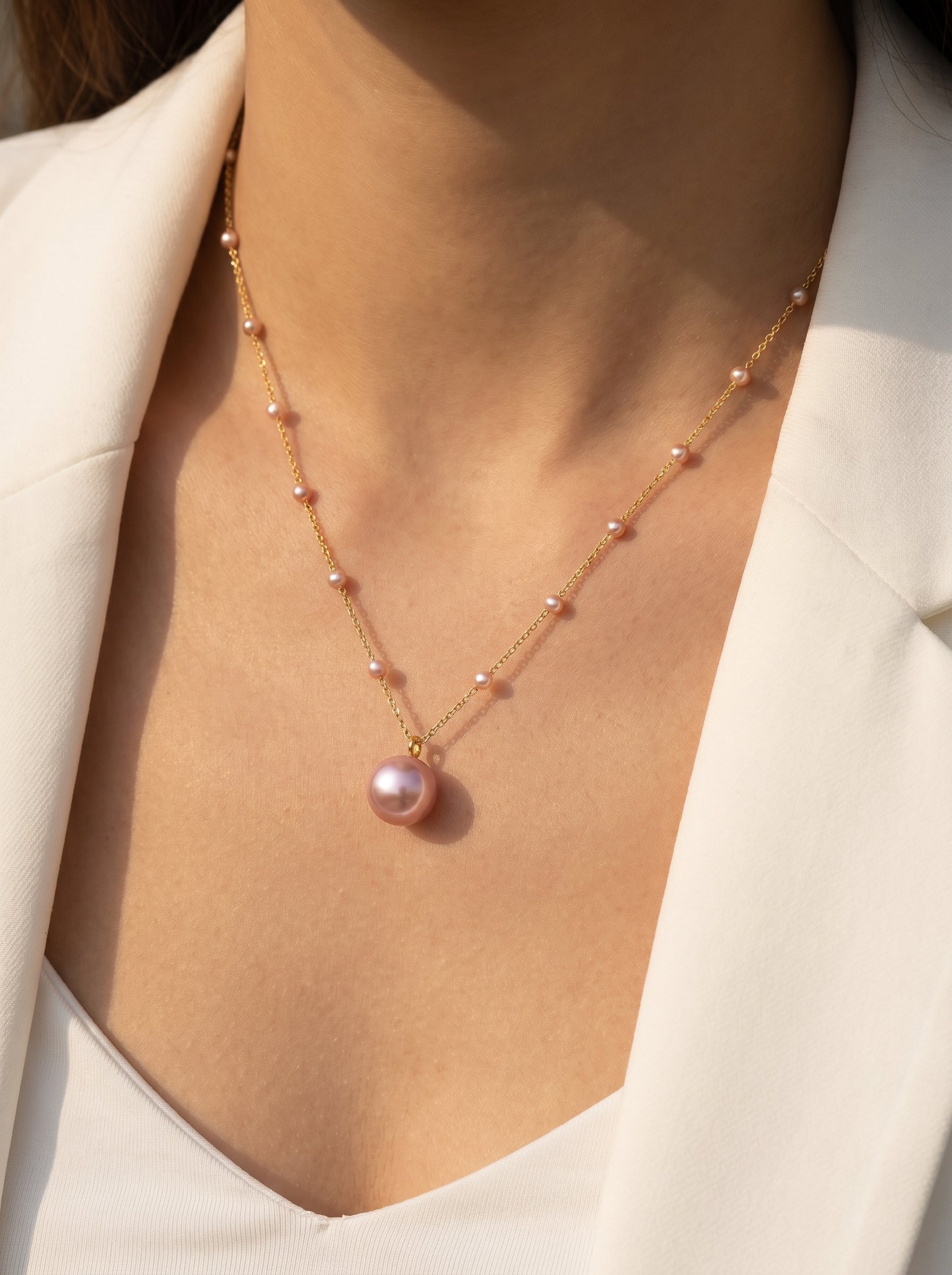 Aurora - Freshwater Pearl Chain Necklace