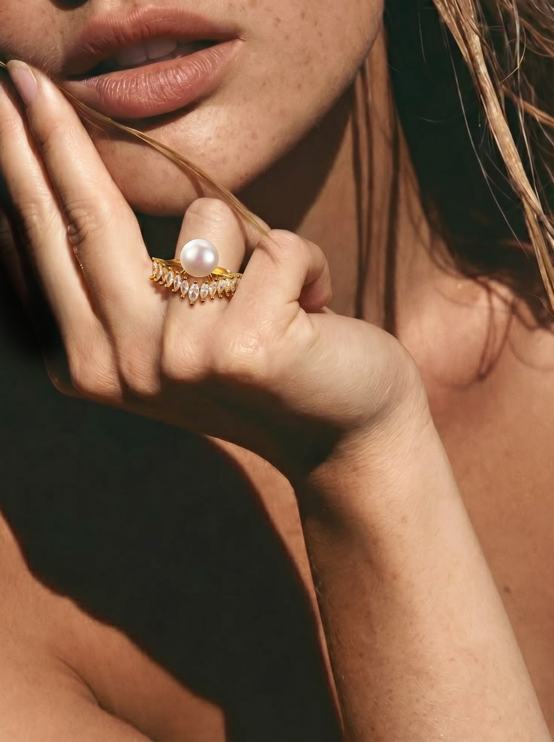 Plume - Freshwater Pearl Crown Cuff Ring