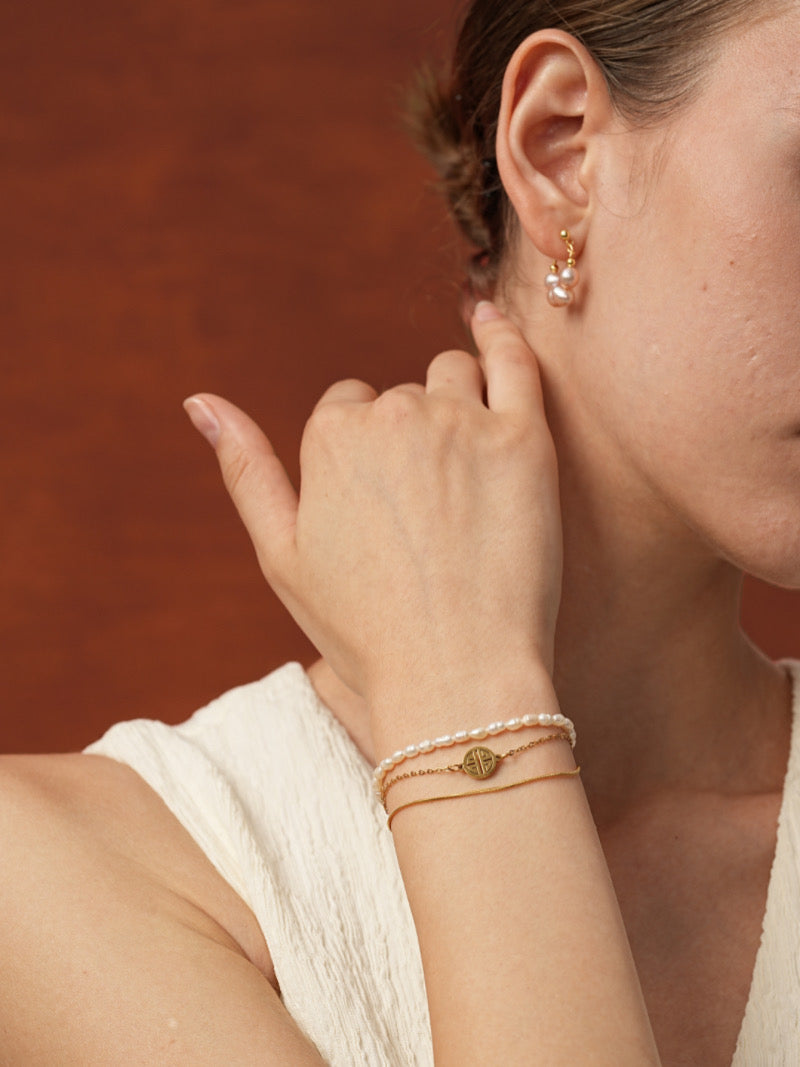 Mantra - Bracelet perles d'eau douce chaîne longévité
