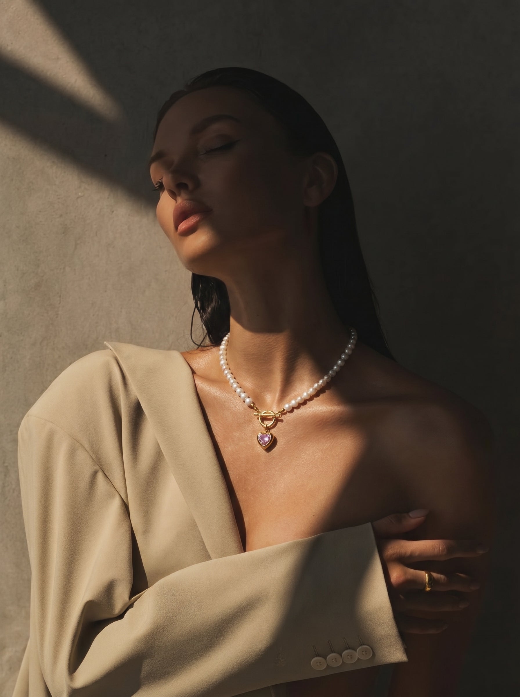 Whimsy - Freshwater Pearl Heart Beaded Choker Necklaces