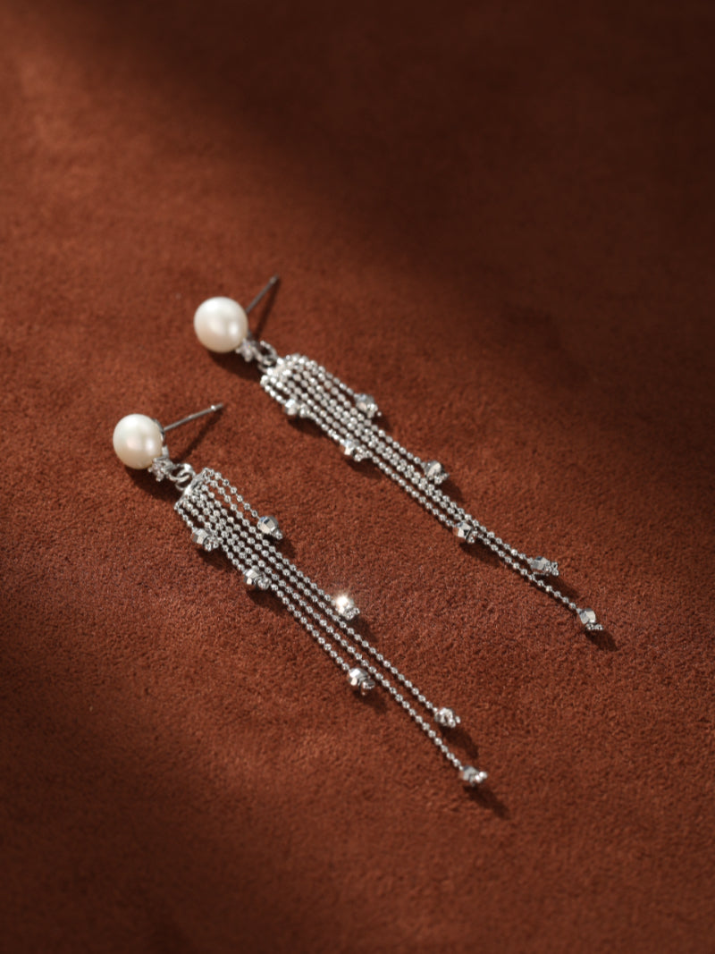 Shimmer - Freshwater Pearl Dangle Stud Earrings