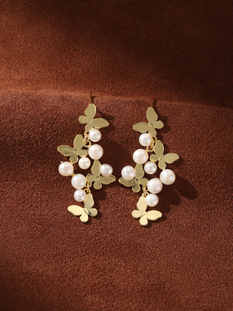 Metamorph - Freshwater Pearl Butterfly Dangle Earrings