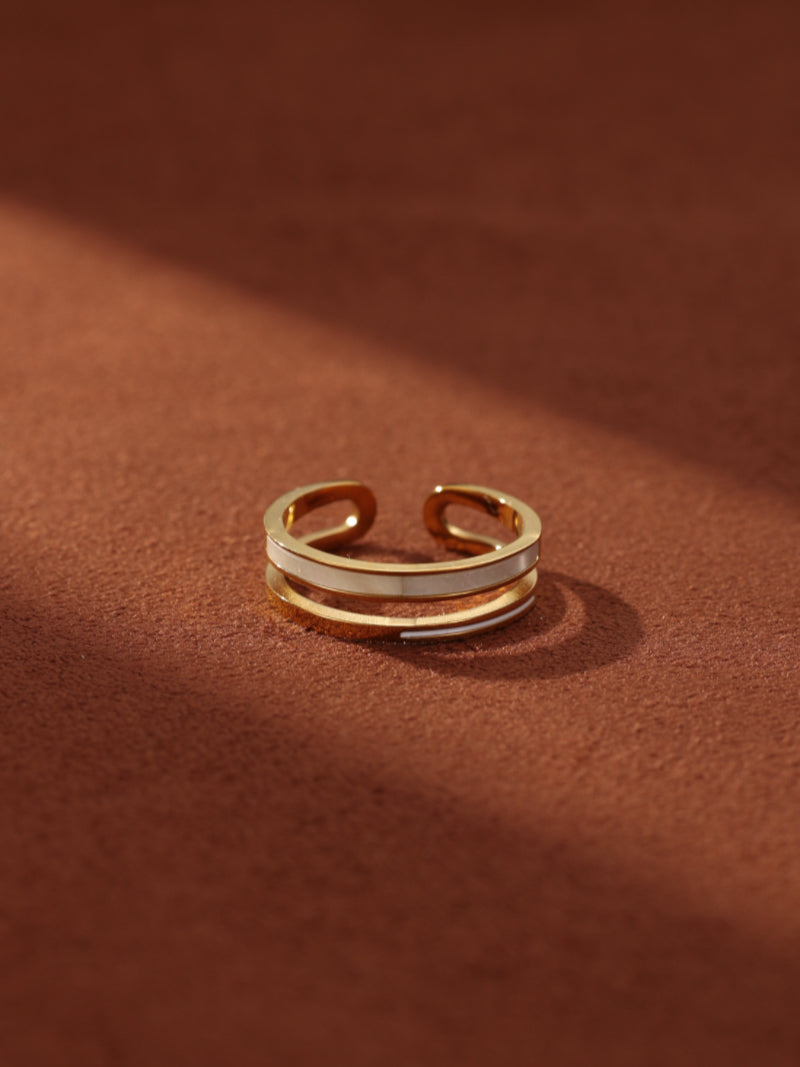 Horizon - Bague manchette ouverte en nacre