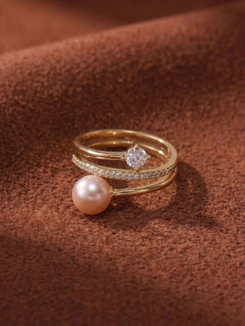 Union - Freshwater Pearl Star Solitaire Cuff Ring