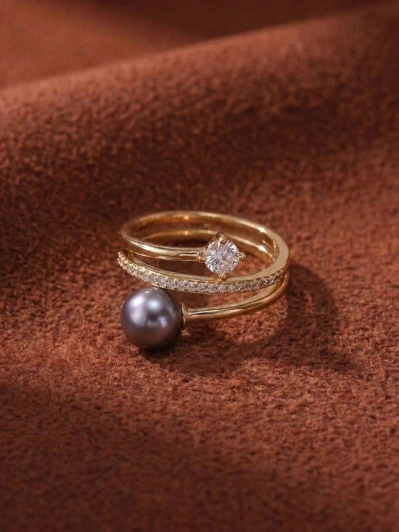 Union - Freshwater Pearl Star Solitaire Cuff Ring
