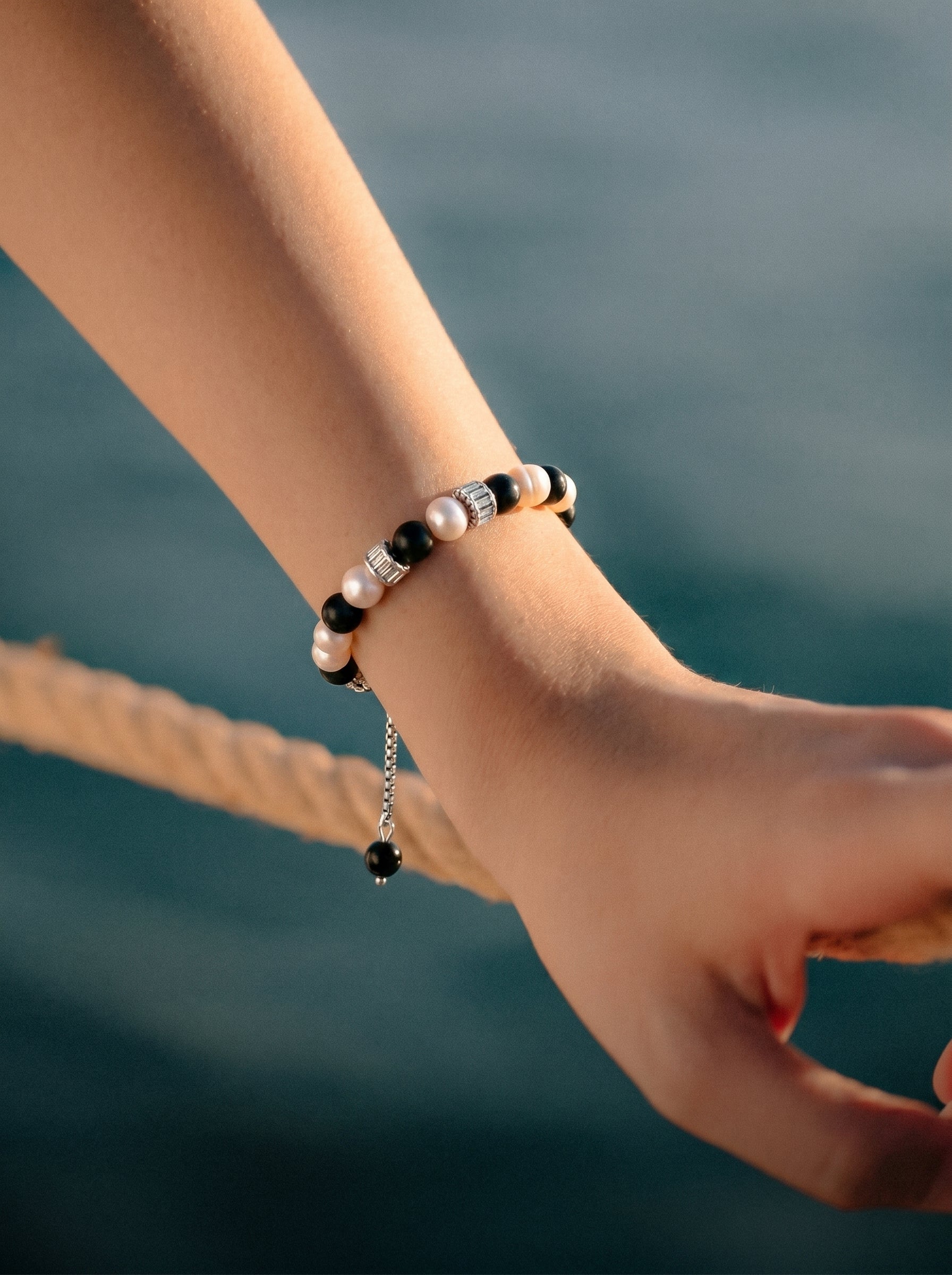 Strata - Freshwater Pearl Beaded Chain Bracelet