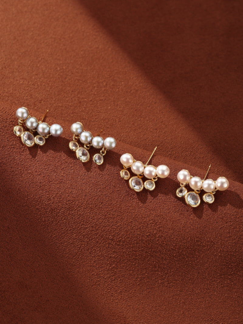 Lunar Cluster - Freshwater Pearl Cluster Stud Earrings