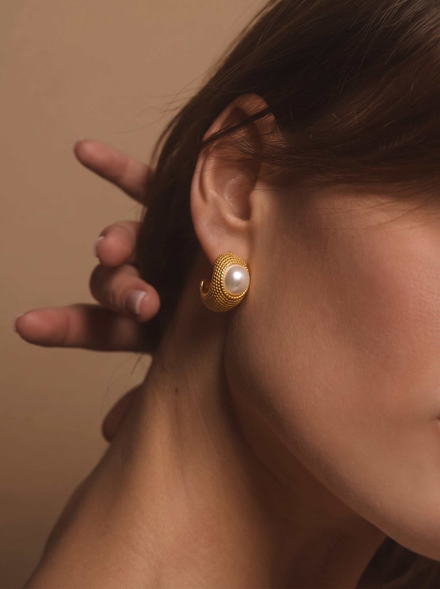 Orbit - Freshwater Pearl Textured Stud Earrings