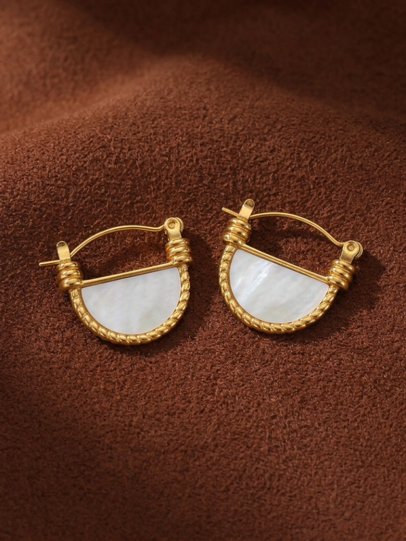 Demi-Lune - Mother of Pearl Hoop Earrings