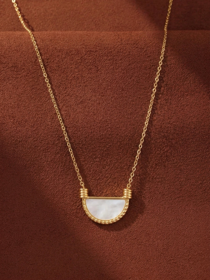 Demi-Lune - Mother of Pearl Arc Pendant Necklace