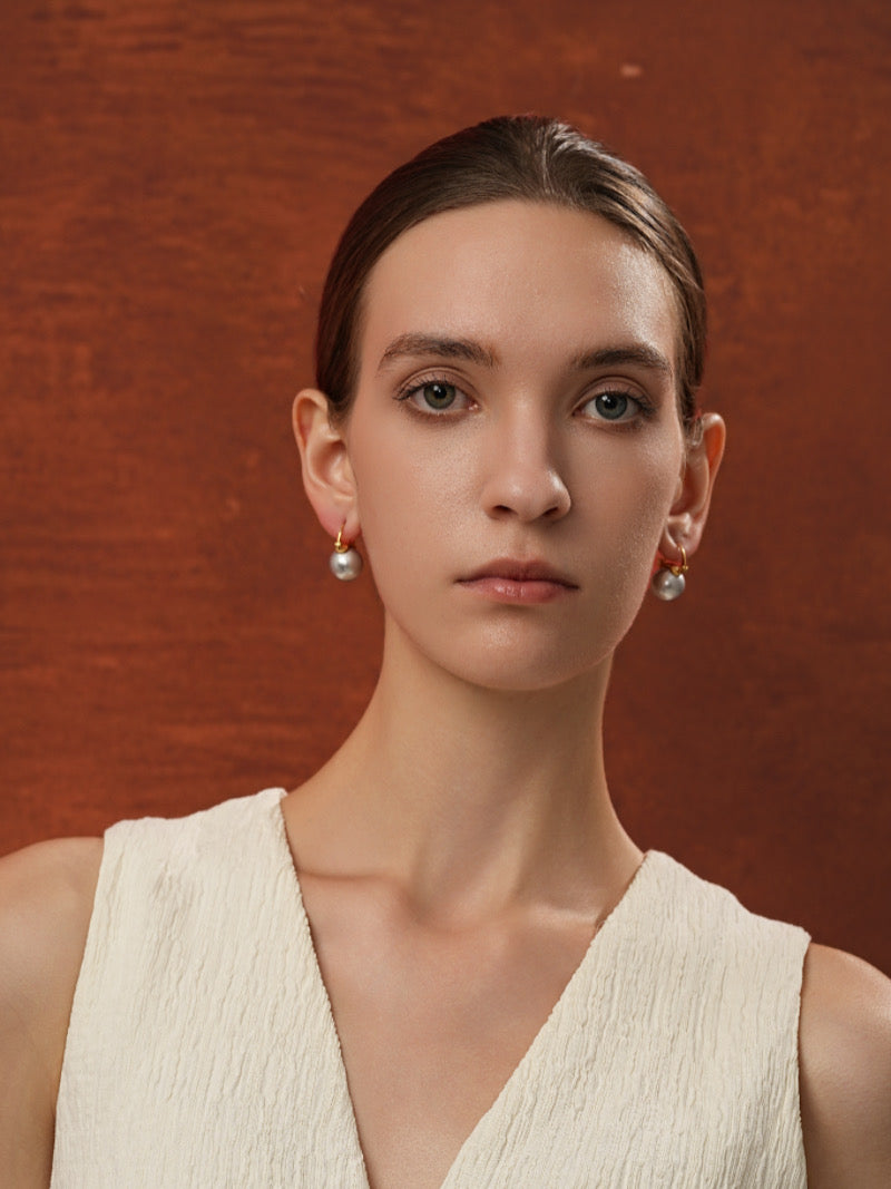 Lode - Boucles d'oreilles créoles pendantes perles d'eau douce
