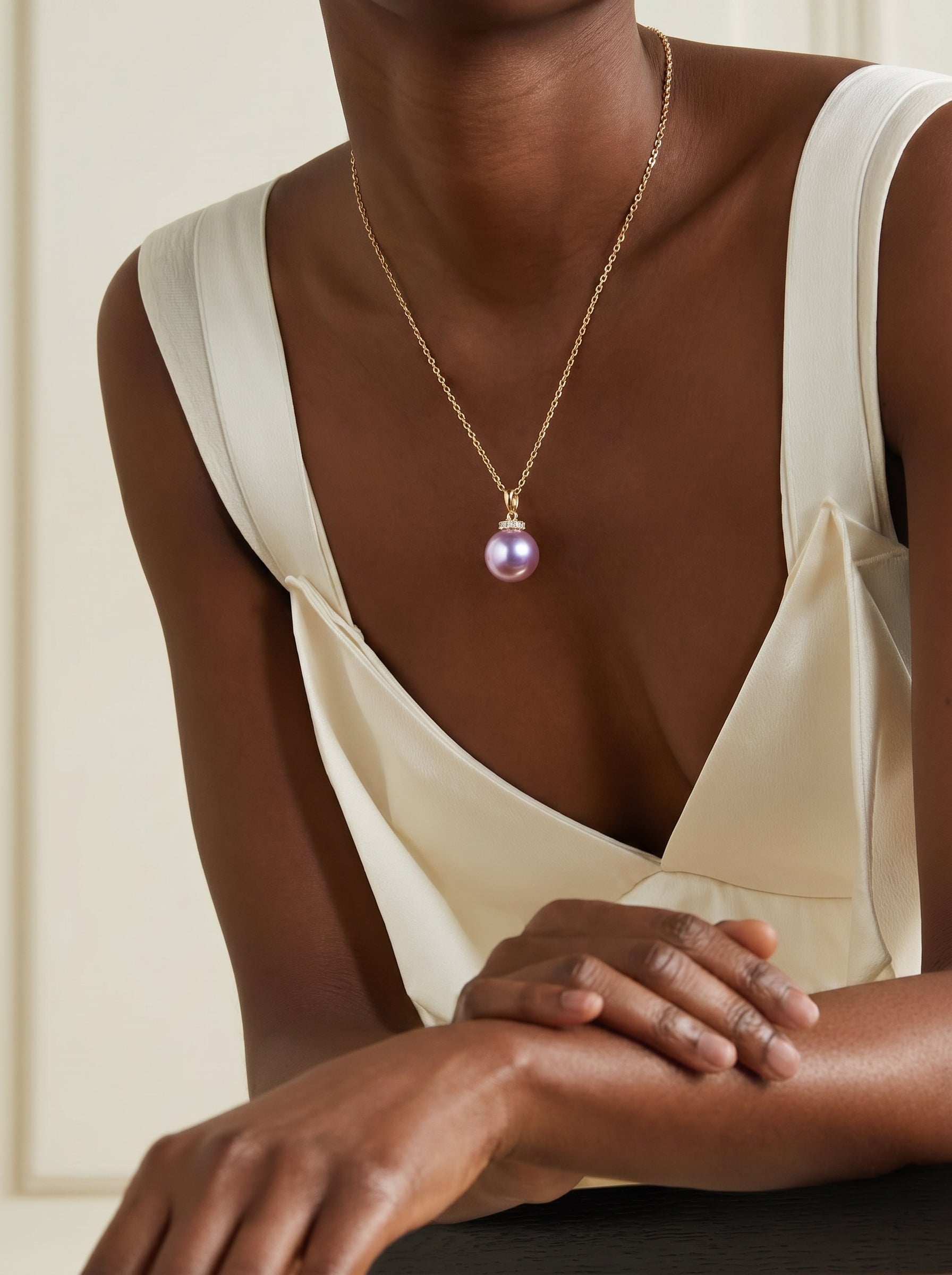 Lila Drop - Freshwater Pearl Chain Drop Necklace