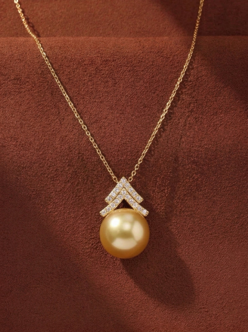 Meridian - South Sea Pearl Chevron Angular Pendant Necklace