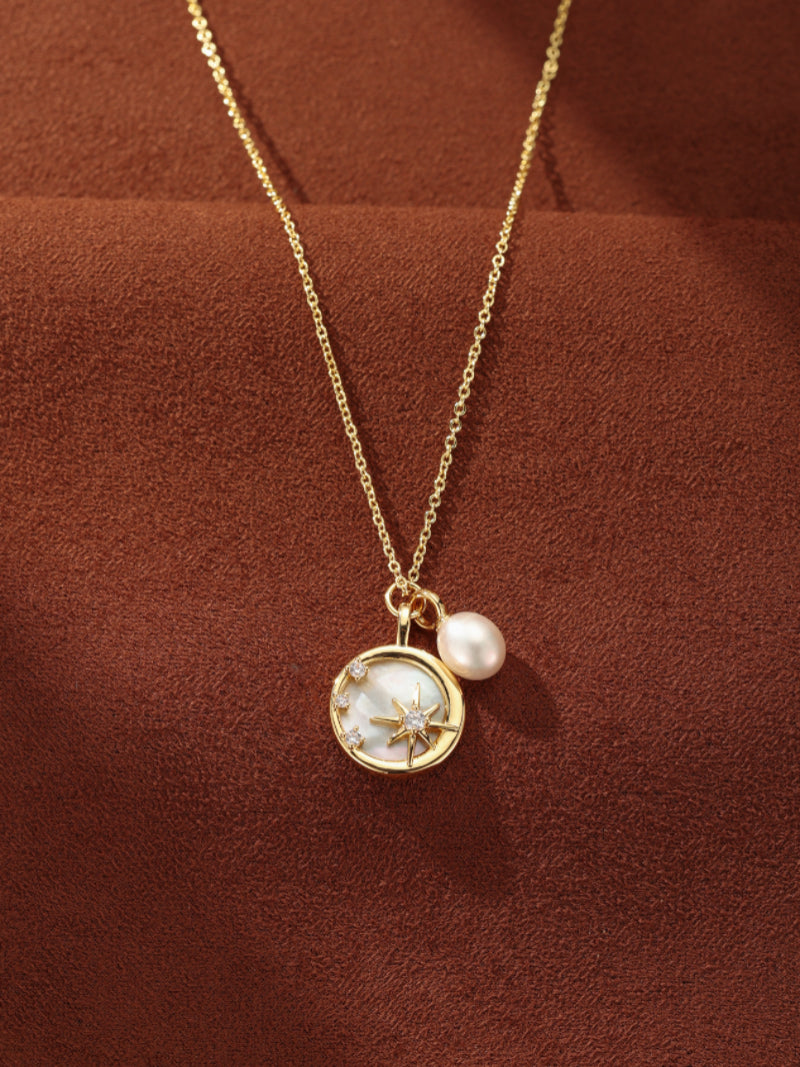 Insight - Freshwater Pearl Star Pendant Charm Necklace