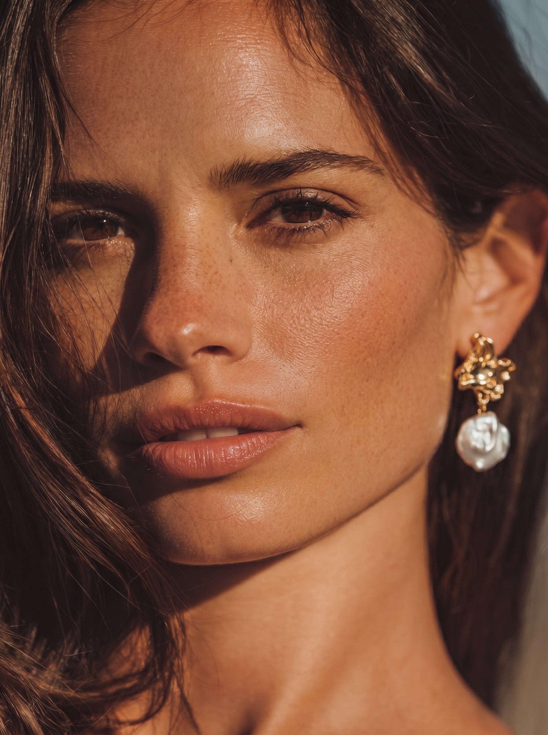 Gilded Ember - Akoya Pearl Stud Drop Earrings