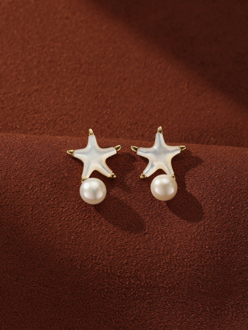 Cosmo - Freshwater Pearl Starfish Drop Earrings