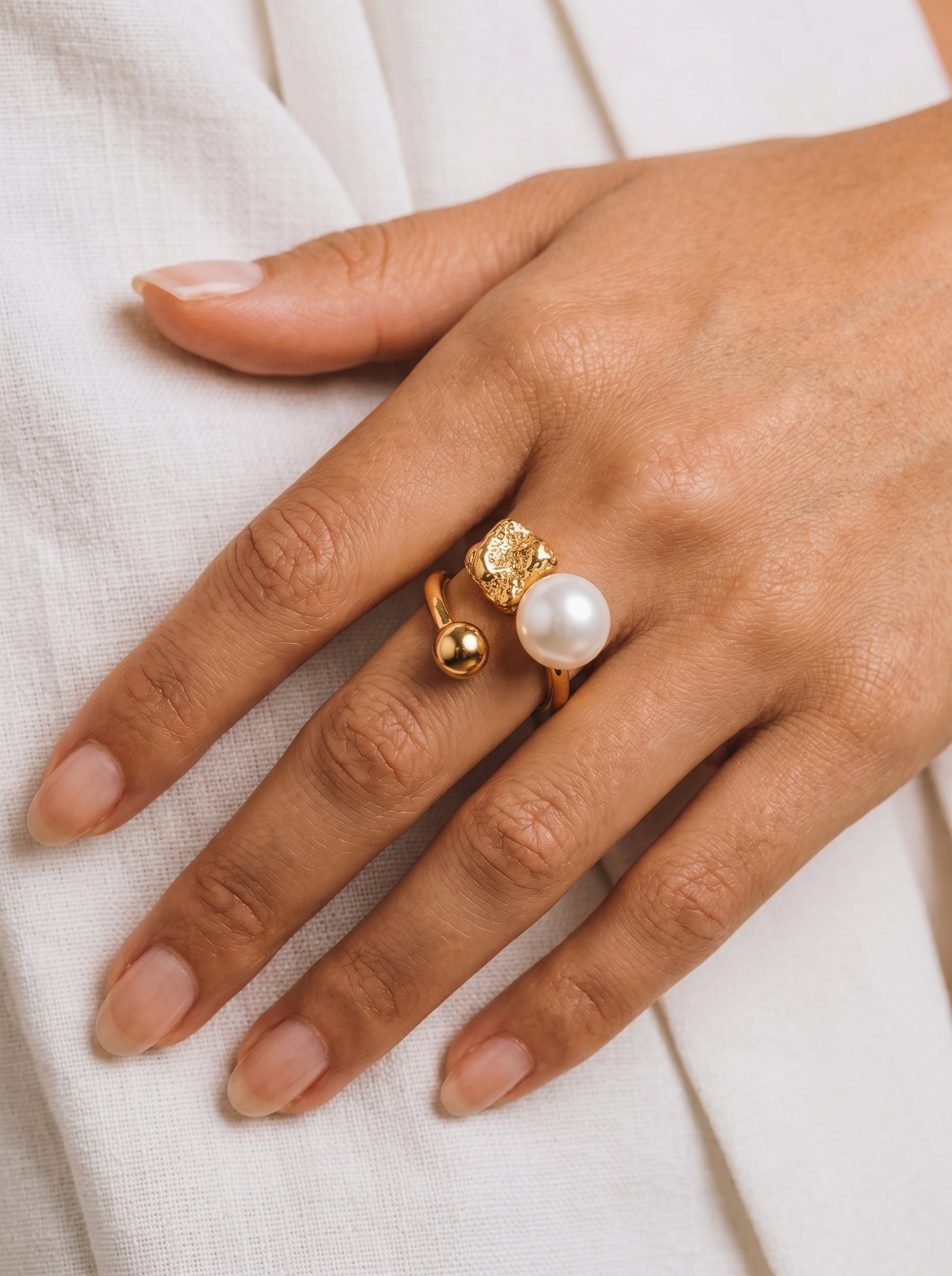 Relic - Freshwater Pearl Nugget Open Beaded Ring
