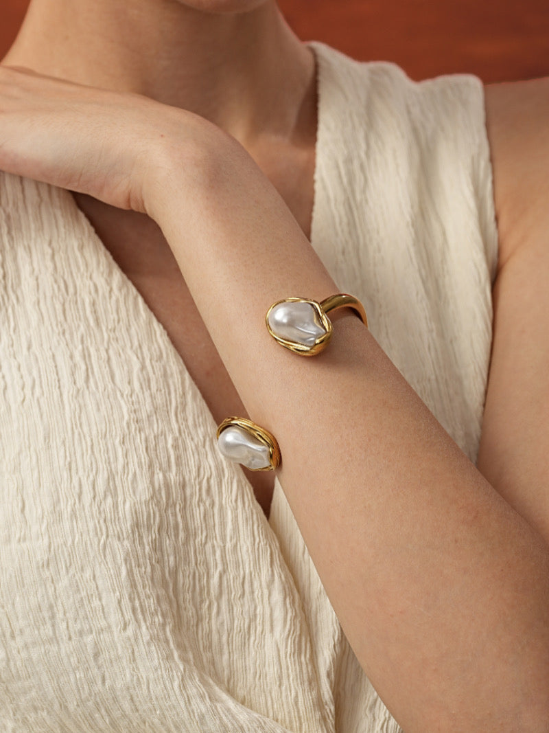 Aura - Bracelets manchette en perles d'eau douce
