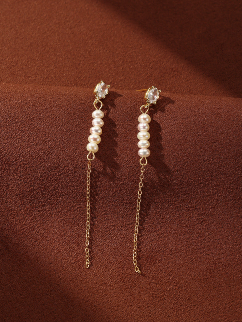 Stardust Chain - Freshwater Pearl Drop Earrings