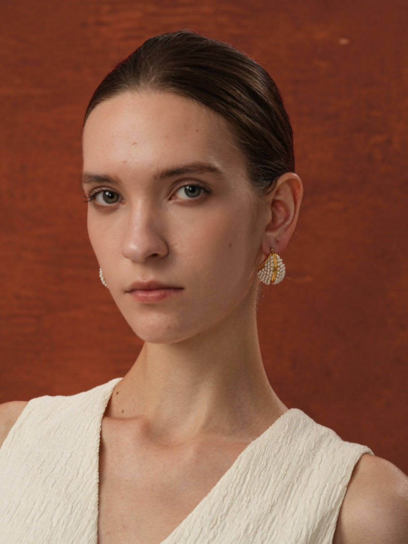 Lush - Boucles d'oreilles créoles perles de culture d'eau douce