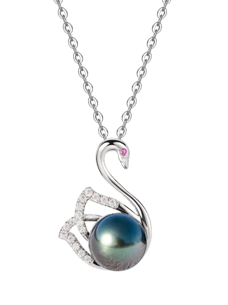 Graceful - Tahitian Pearl Swan Drop Necklace