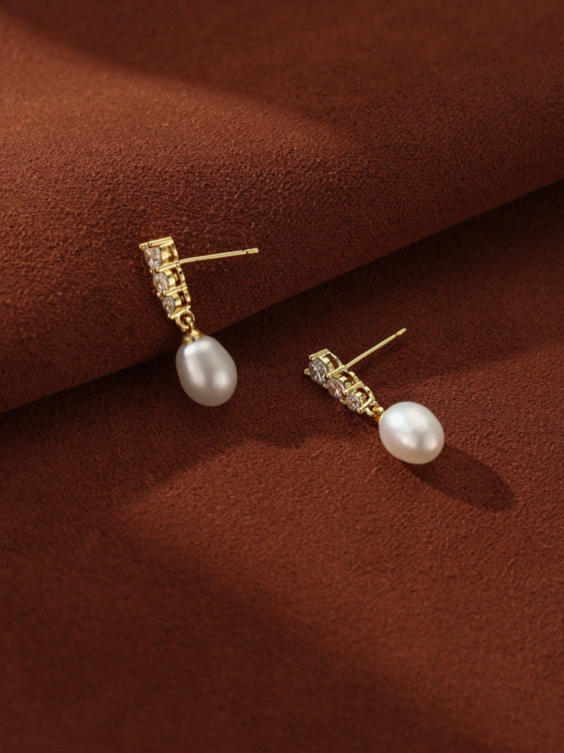 Lumina - Boucles d'oreilles pendantes, perle de culture d'eau douce