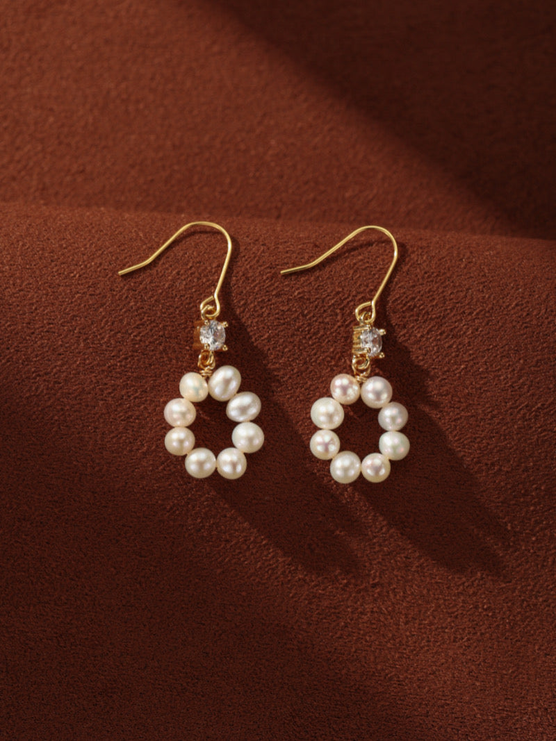 Encircle - Freshwater Pearl Circle Dangle Earrings