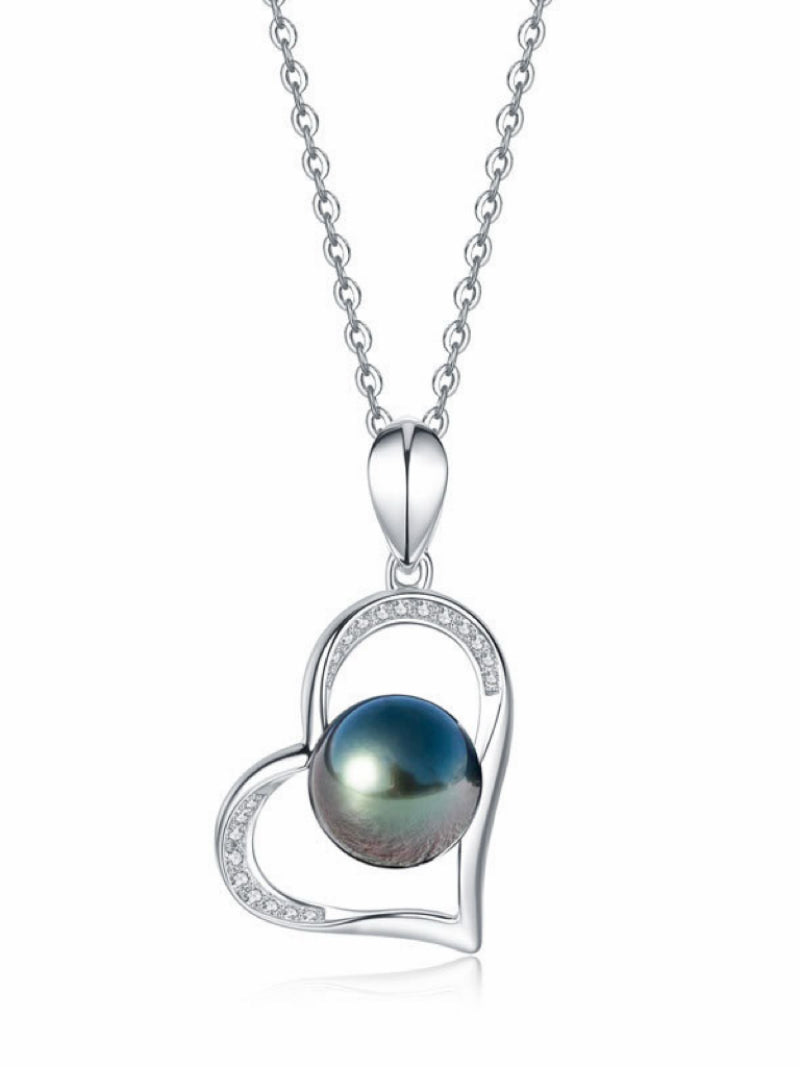 Midnight Bloom - Tahitian Pearl Heart Drop Necklaces