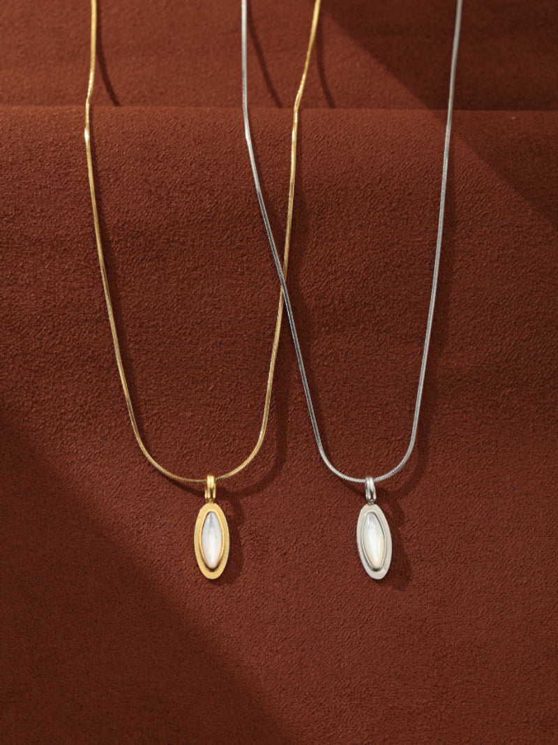 Arcana - Mother of Pearl Marquise Charm Chain Necklace