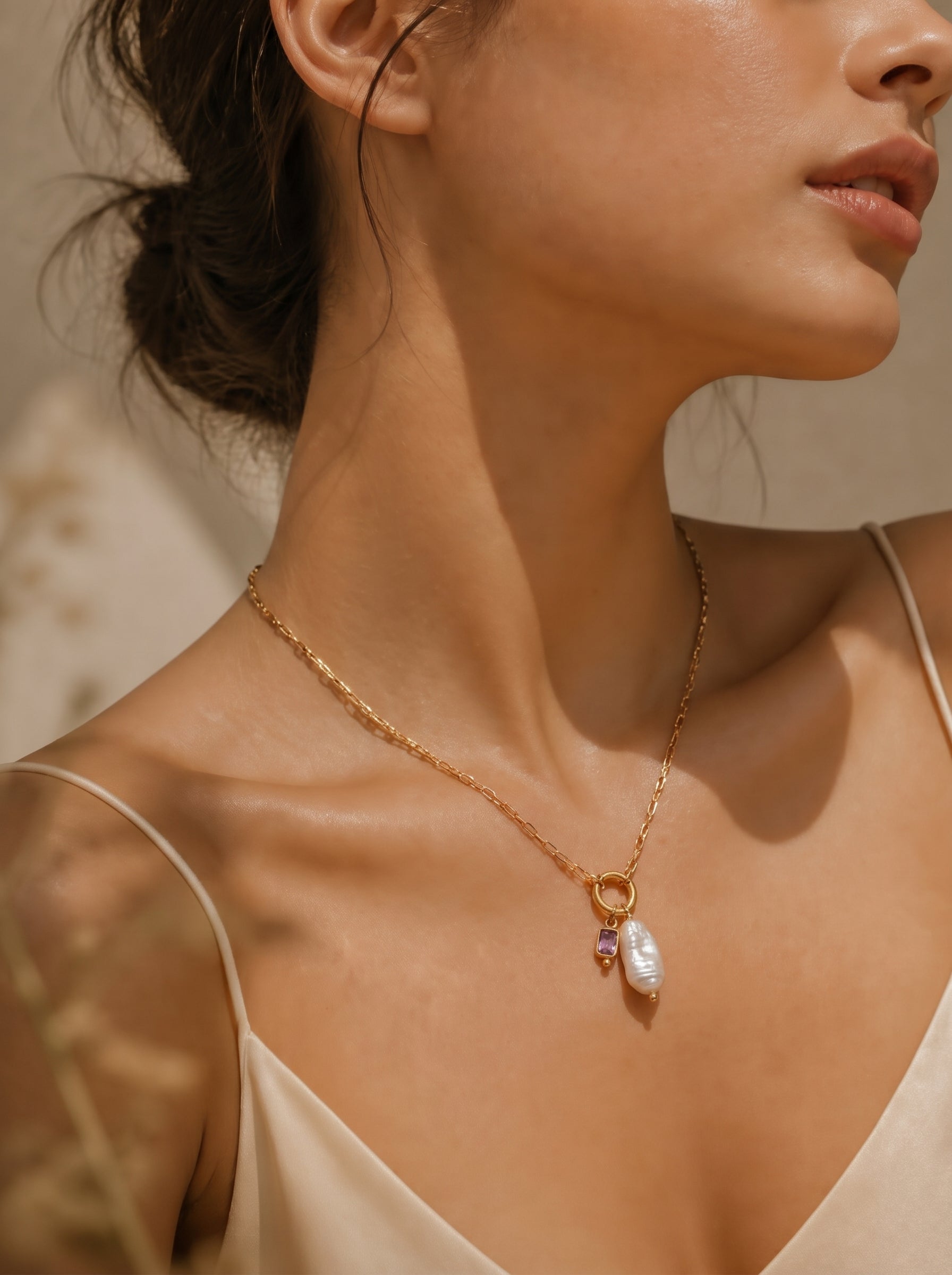 Gaiety - Freshwater Pearl Gemstone Drop Necklace