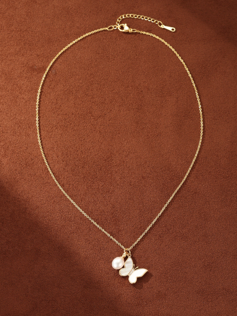Dream Flight - Collier flottant papillon, perle de culture d'eau douce
