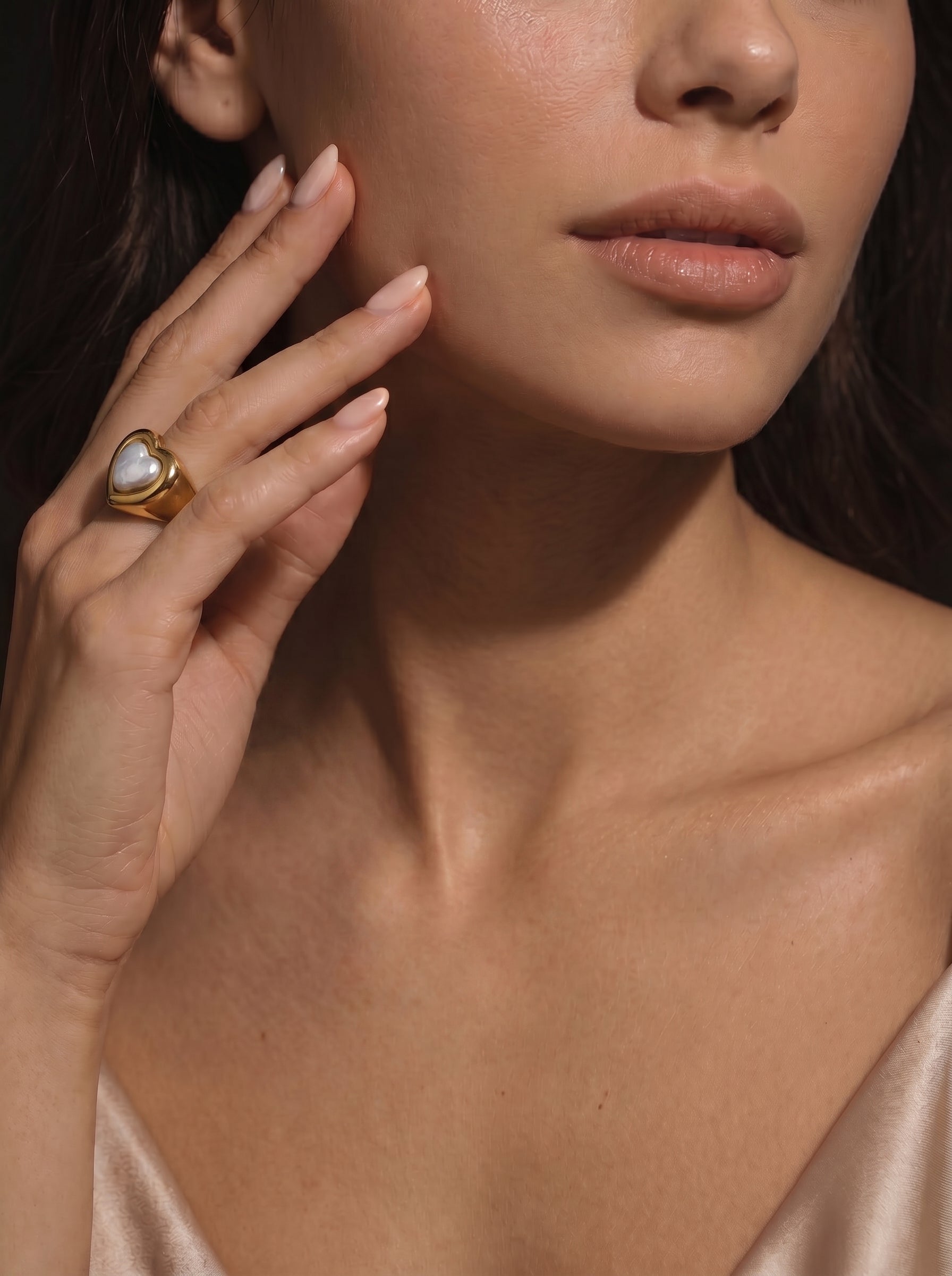 Bold Embrace - Freshwater Pearl Heart Cuff Rings