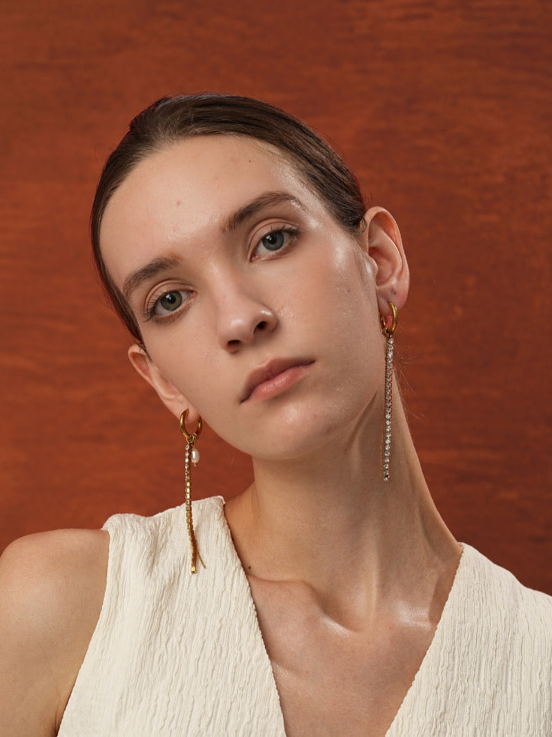 Prisme - Boucles d'oreilles pendantes en perles de culture d'eau douce