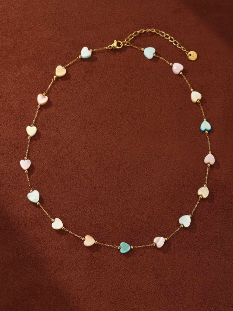 Jubilee - Mother of Pearl Heart Beaded Choker Necklace