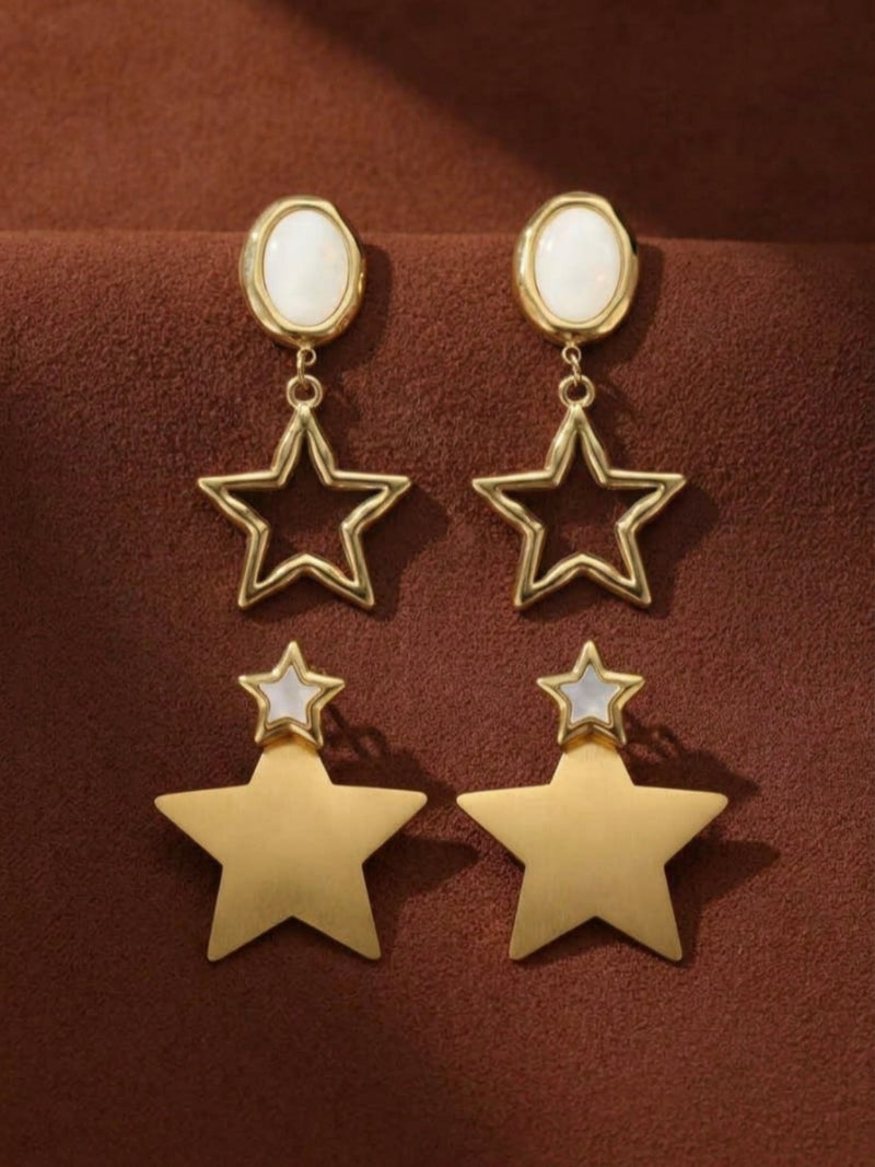 Astro Gleam - Mother of Pearl Star Drop Earrings