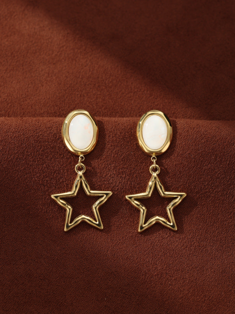 Astro Gleam - Boucles d'oreilles pendantes étoiles en nacre