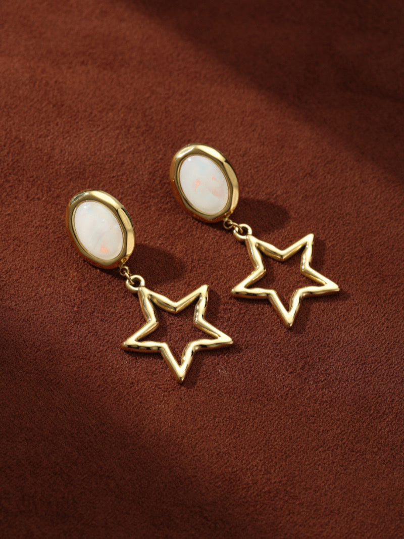 Astro Gleam - Boucles d'oreilles pendantes étoiles en nacre