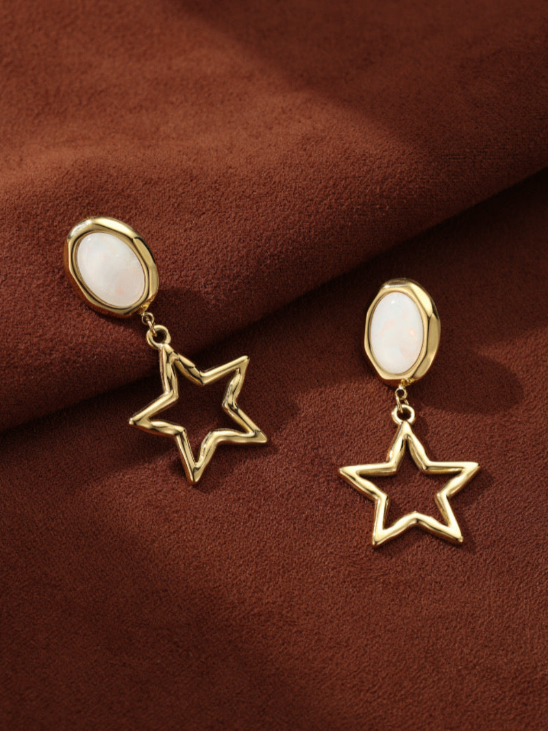 Astro Gleam - Boucles d'oreilles pendantes étoiles en nacre