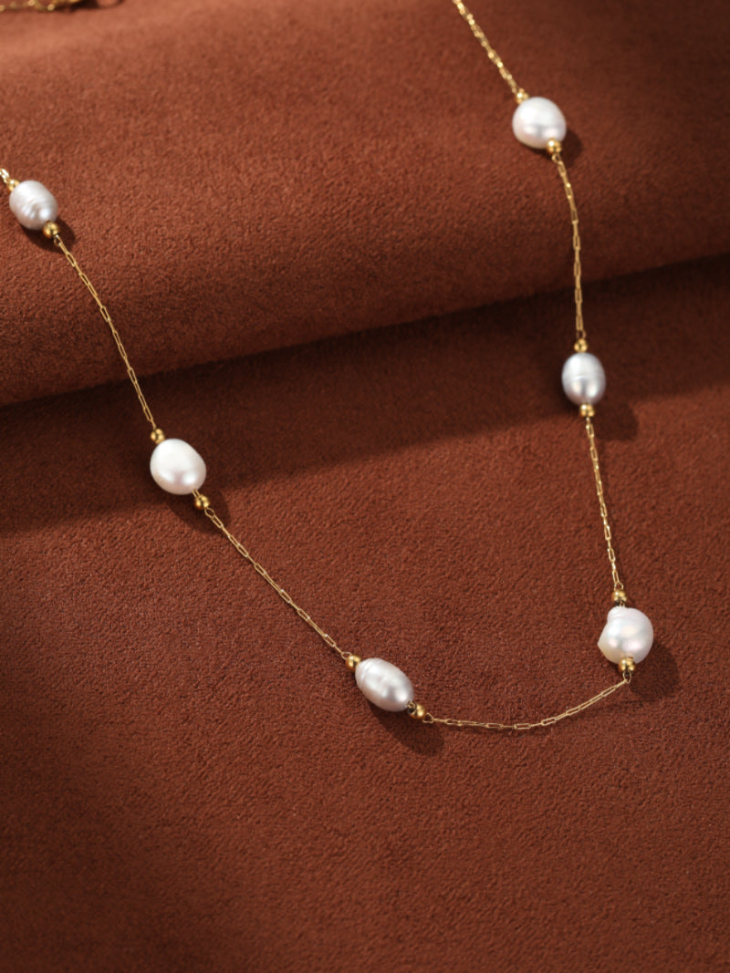 Aetheria - Freshwater Pearl Floating Chain Necklace