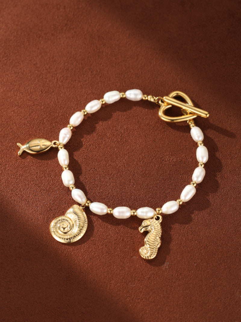 Aqua Muse - Freshwater Pearl Sea Life Beaded Bracelet