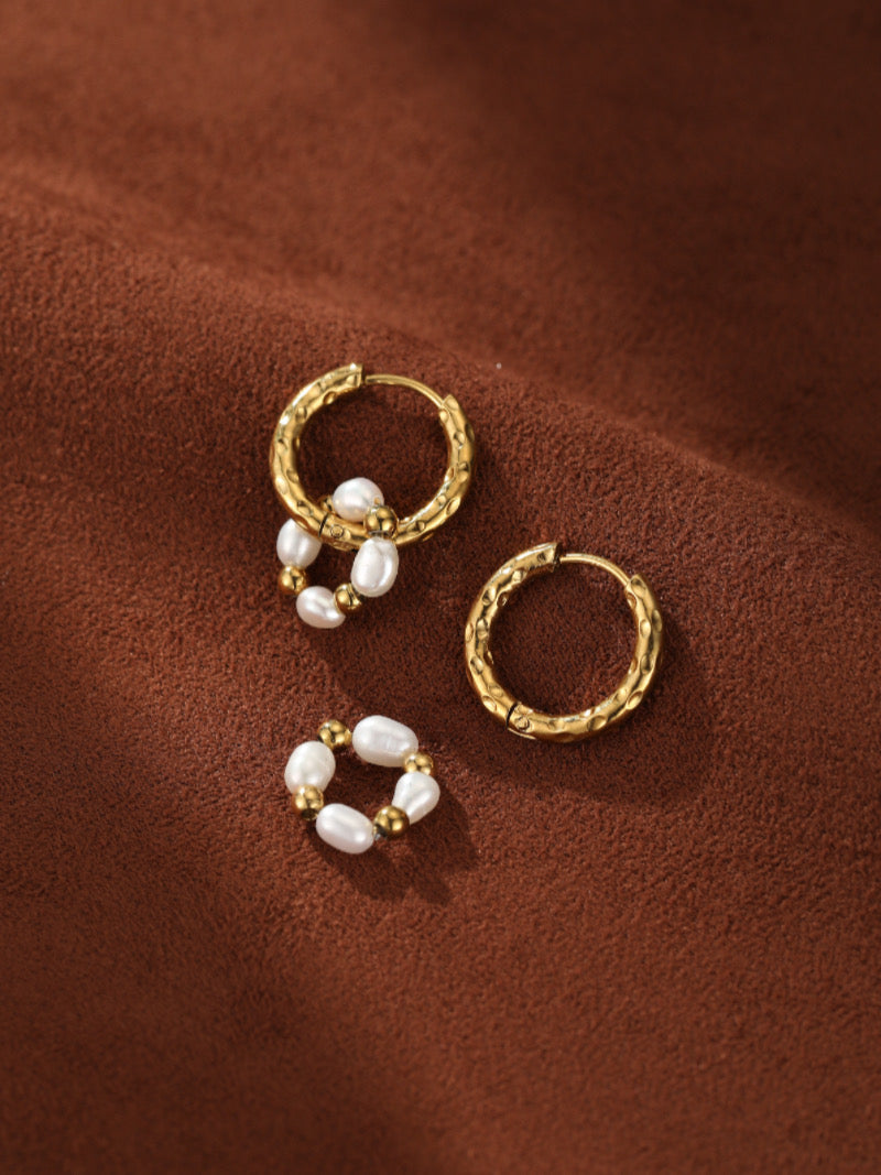 Vibrance - Freshwater Pearl Hoop Drop Earrings
