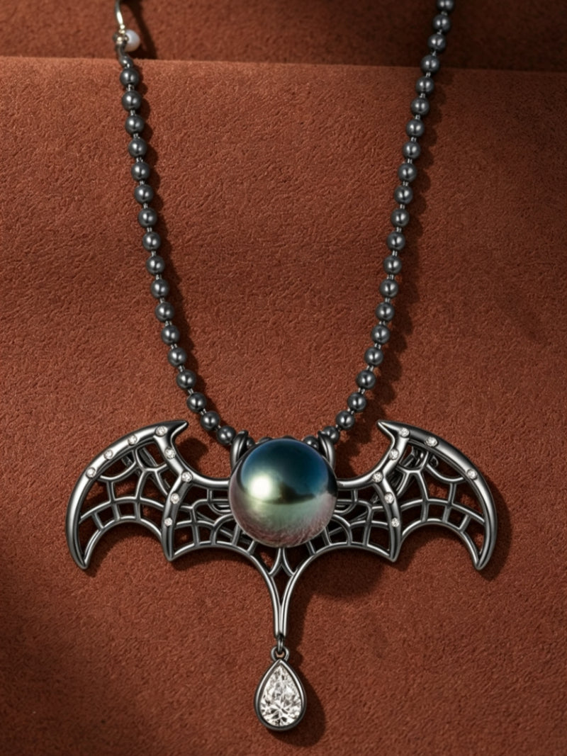 Nocturne - Tahitian Pearl Bat Drop Large Necklace