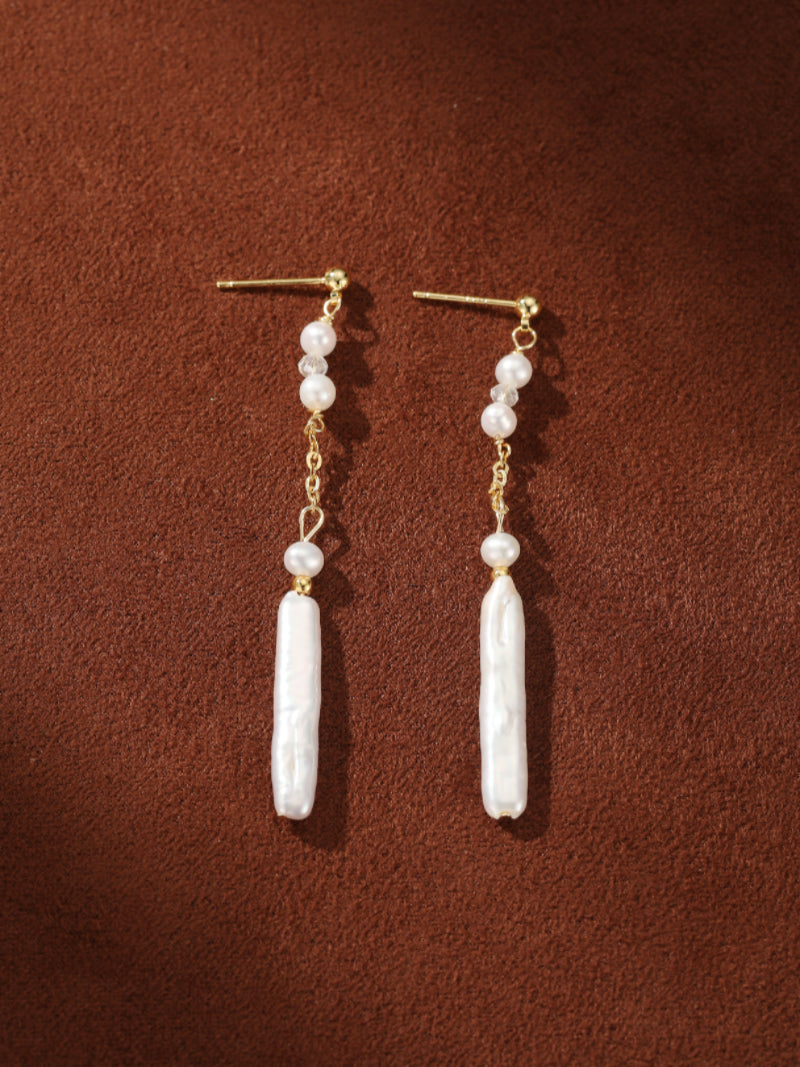 Flow - Freshwater Pearl Long Dangle Earrings