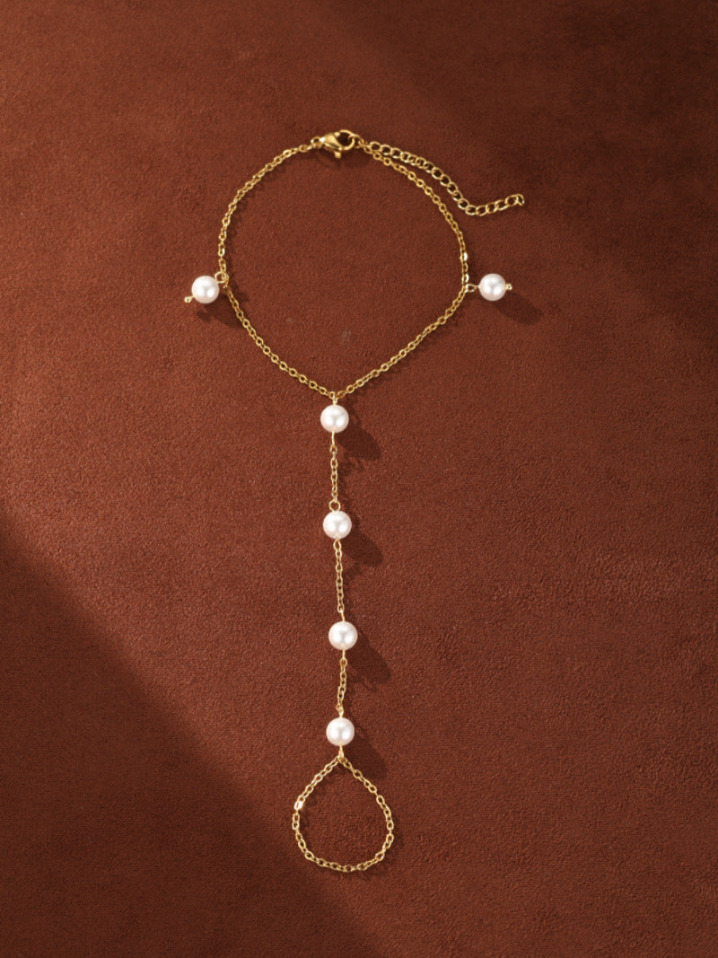 Tideflow - Freshwater Pearl Hand Chain Bracelet