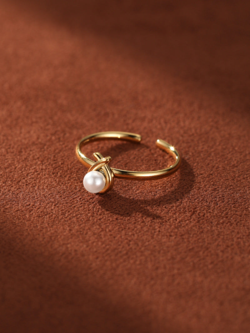 Twine - Freshwater Pearl Knot Cuff Ring