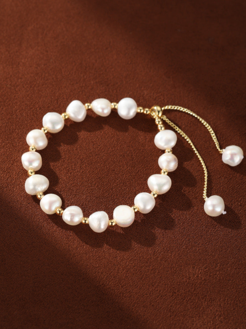 Kinetic Strand - Freshwater Pearl Beaded Slider Bracelet