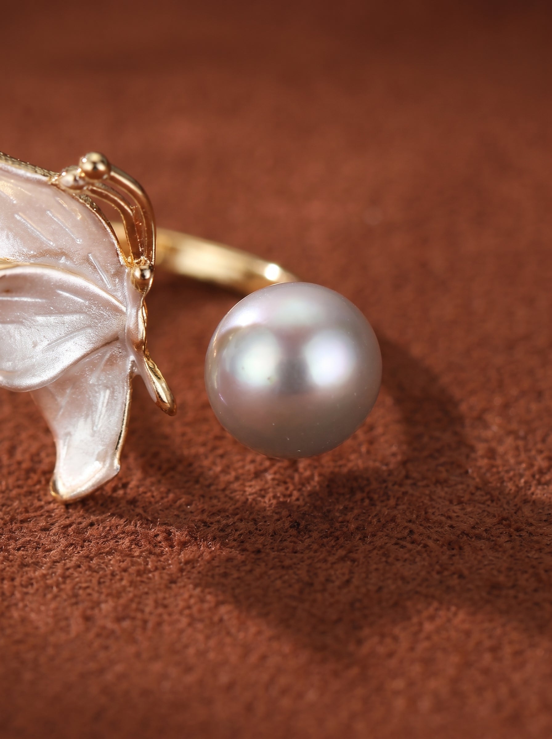 Freshwater Pearl Butterfly Cuff Ring@pearl