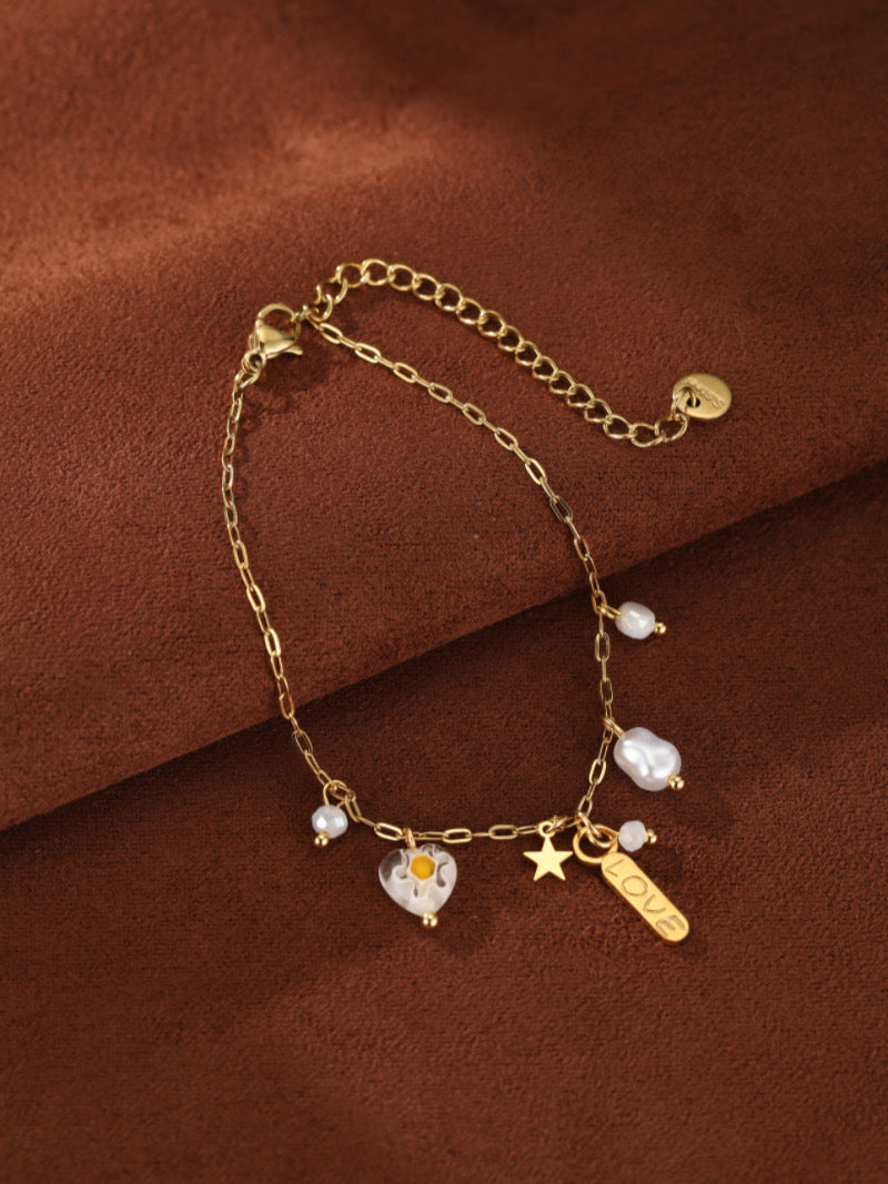 Sparkle - Freshwater Pearl Star Chain Bracelet