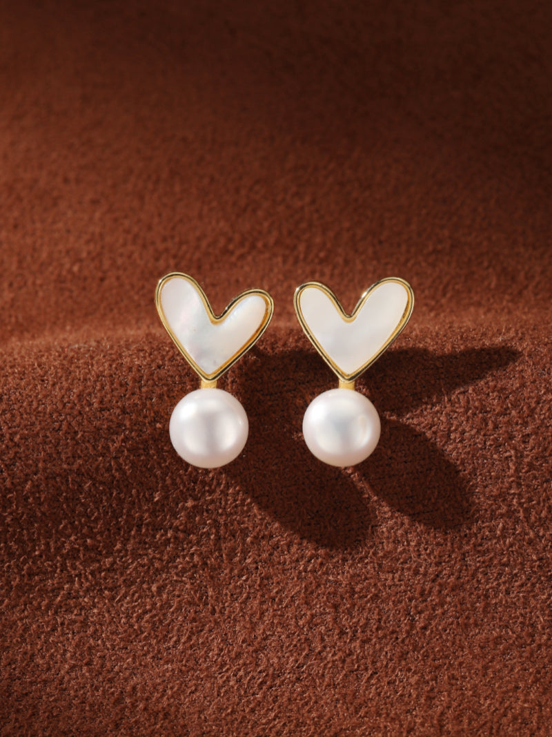 Vista - Freshwater Pearl Heart Drop Earrings