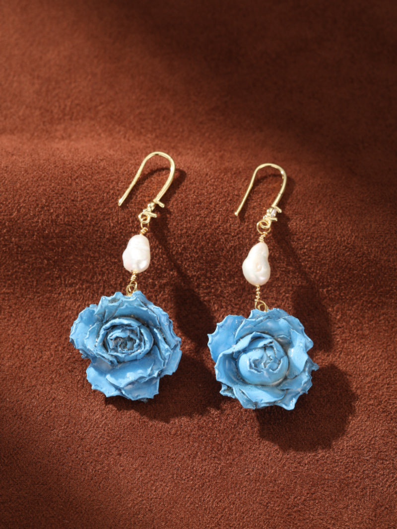 Celeste Reverie - Freshwater Pearl Flower Dangle Earrings